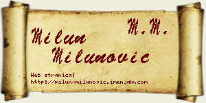 Milun Milunović vizit kartica